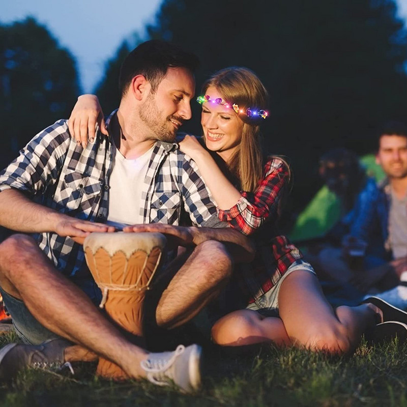 5 bucăți coroană de flori cu LED-uri bentită de coroană de flori cu LED luminoasă pentru cap pentru fete, femei, nuntă, vacanță, petrecere de Crăciun