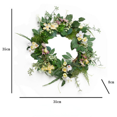 35 cm-es tavaszi koszorúk művirág százszorszép ajtódísz esküvői díszek rattan gyűrű otthoni medál parti kellékek