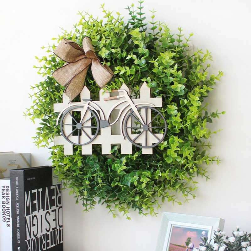 Coronițe de primăvară de 35 cm, flori artificiale, margarete, pentru decorarea ușii, ornamente de nuntă, inel din ratan, pandantiv pentru acasă, pentru petreceri