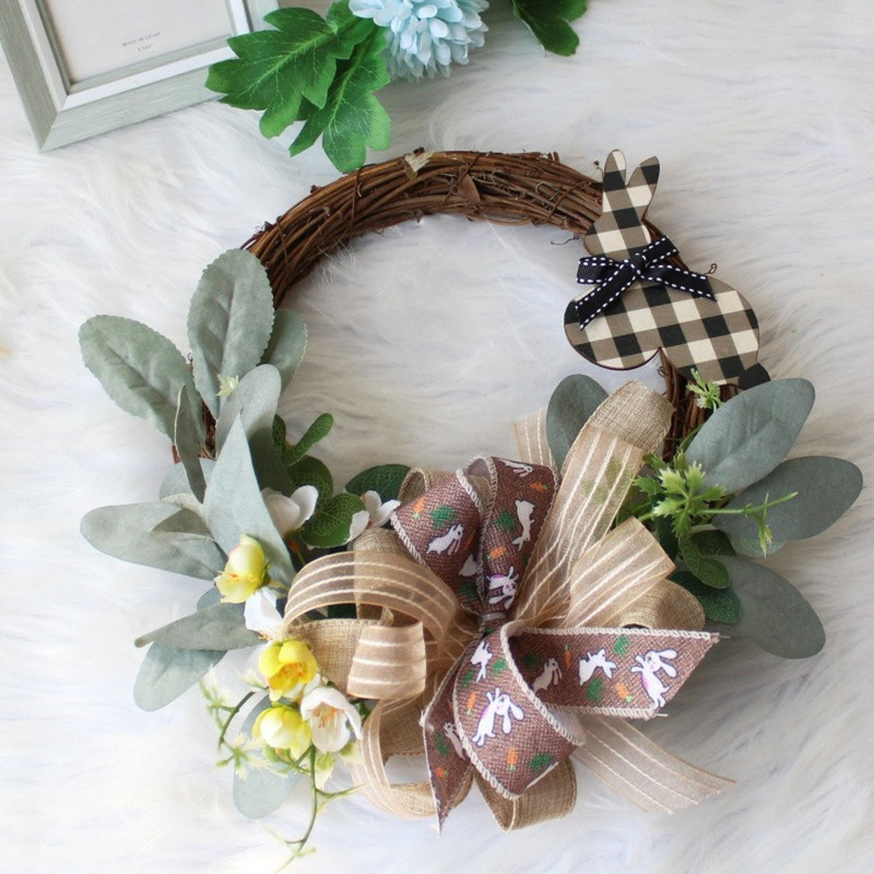 Coronițe de primăvară de 35 cm, flori artificiale, margarete, pentru decorarea ușii, ornamente de nuntă, inel din ratan, pandantiv pentru acasă, pentru petreceri