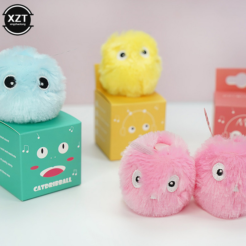 Jucării inteligente pentru pisici pentru animale de companie Minge interactivă Jucărie electrică de antrenament cu catnip de pluș Produs pentru animale de companie cu sunet la atingere Jucărie scârțâită Minge pentru pisici