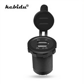 kebidu szivargyújtó kimenet 12V, két USB portos autós töltő aljzat csatlakozó 2.1A autós hajó vízálló mobiltelefon töltő adapter
