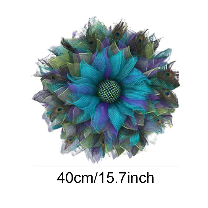 Decoratune cu pene de păun Decor de perete Coroană din pene de păun Ornament decorativ suspendat pentru fereastră de copac de perete 2022