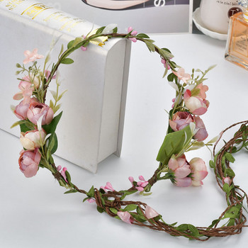 Нови пролетни бохемски цветни корони Плажни Хавайски флорални гирлянди Романтични изкуствени розови сватбени венци Нови цветни лента за глава Подарък за момиче