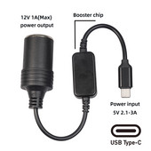 USB C Type C – 12V autós szivargyújtó csatlakozó aljzat átalakító adapter kábel autós szivargyújtókhoz autós porszívó