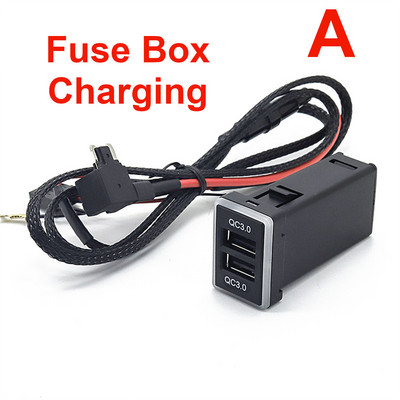 12V-24V gyorstöltő autós, kétportos QC 3.0 USB töltőaljzat kék LED jelzőfénnyel a Toyota Camry Collora RAV4 Yarishoz