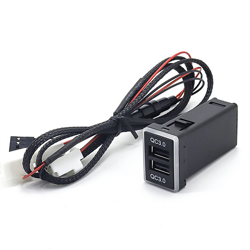 12V-24V Încărcare rapidă mașină cu două porturi QC 3.0 Priză încărcător USB cu indicator luminos LED albastru pentru Toyota Camry Collora RAV4 Yaris