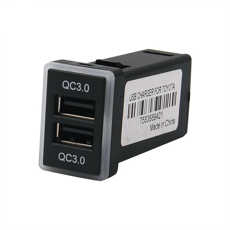 12V-24V Încărcare rapidă mașină cu două porturi QC 3.0 Priză încărcător USB cu indicator luminos LED albastru pentru Toyota Camry Collora RAV4 Yaris