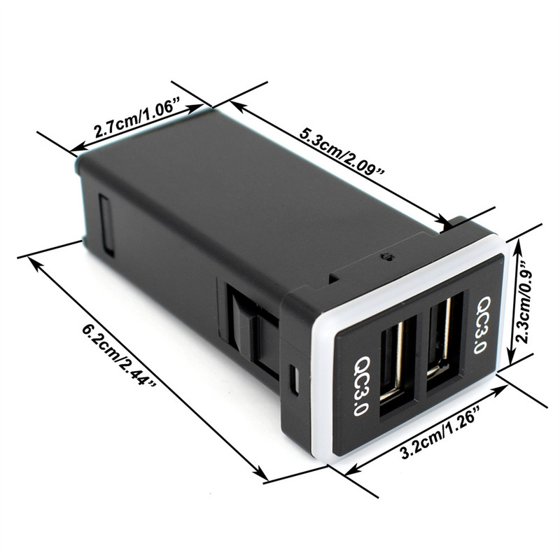 12V-24V Încărcare rapidă mașină cu două porturi QC 3.0 Priză încărcător USB cu indicator luminos LED albastru pentru Toyota Camry Collora RAV4 Yaris