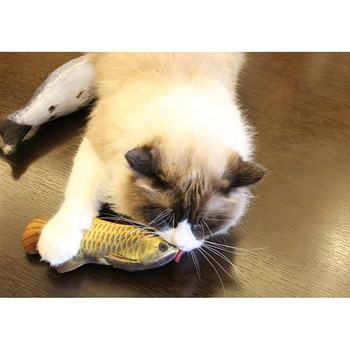 Домашни любимци Мека плюшена 3D форма на риба Играчка за котки Интерактивни подаръци Играчки с риба коча билка Пълнена възглавница Симулация на кукла Играчка за игра на риба за домашни любимци
