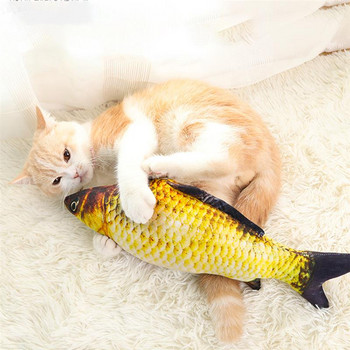 Домашни любимци Мека плюшена 3D форма на риба Играчка за котки Интерактивни подаръци Играчки с риба коча билка Пълнена възглавница Симулация на кукла Играчка за игра на риба за домашни любимци