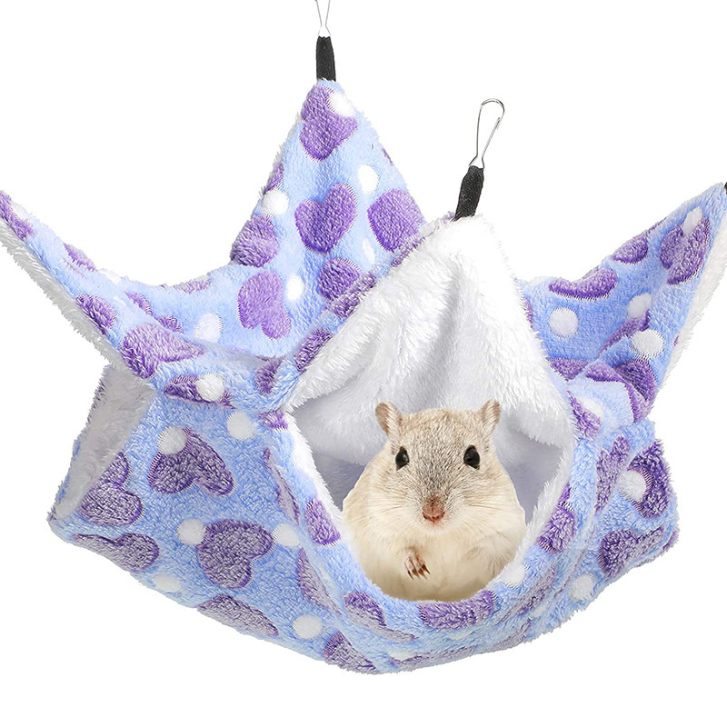 Cușcă mic pentru animale de companie Hamac cu două straturi Glider de zahăr Pat hamac cușcă caldă din lână Hamac suspendat Pat balansoar pentru chinchilla