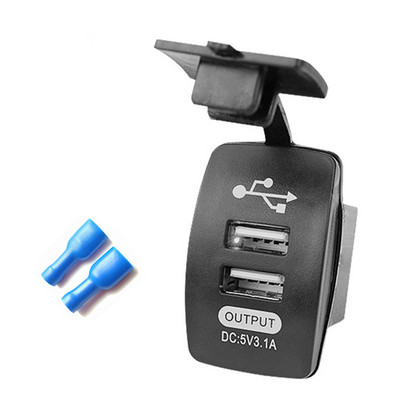12V-24V autós töltő aljzat Kettős USB port 3.1A Auto Adapter Vízálló Porálló telefontöltő Iphone Xiaomi Redmi Samsunghoz