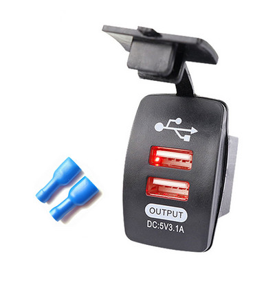 12V-24V autós töltő aljzat Kettős USB port 3.1A Auto Adapter Vízálló Porálló telefontöltő Iphone Xiaomi Redmi Samsunghoz