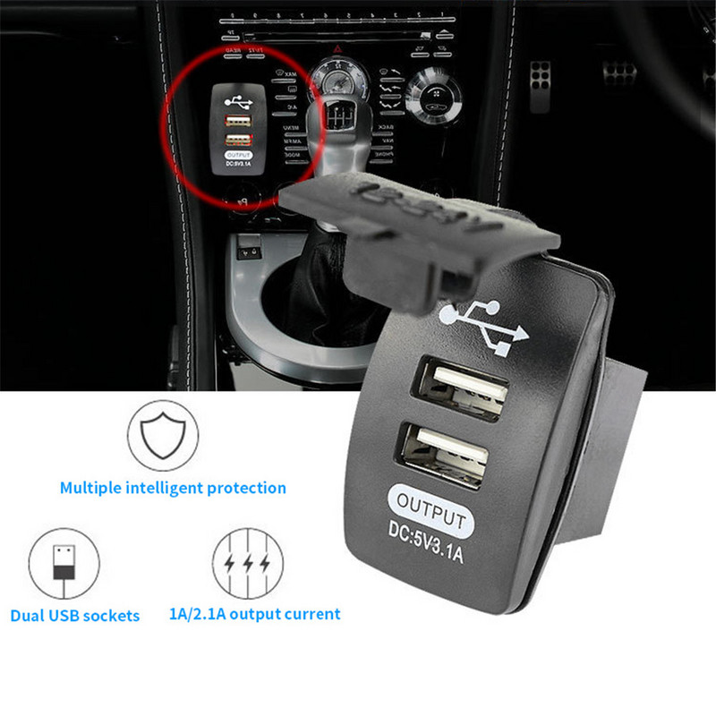 Priză încărcător auto 12V-24V Porturi USB duale Adaptor auto 3.1A Încărcător pentru telefon rezistent la praf pentru Iphone Xiaomi Redmi Samsung