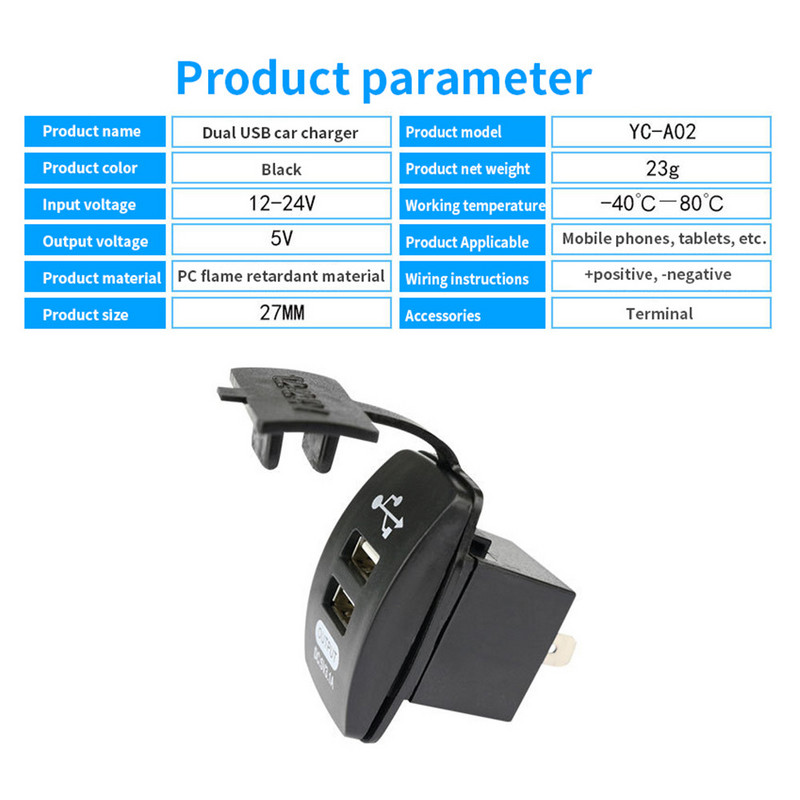 Priză încărcător auto 12V-24V Porturi USB duale Adaptor auto 3.1A Încărcător pentru telefon rezistent la praf pentru Iphone Xiaomi Redmi Samsung