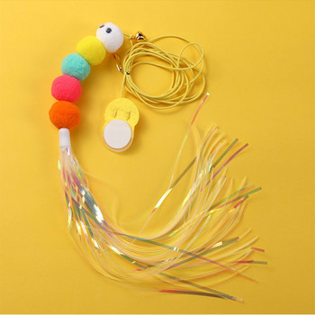 Pet Cat Toys Funny Stick Kitten Self -hi Elastic Rope Dragonfly Shape Feather Bell Teasing Stick Висяща люлка Хиляди