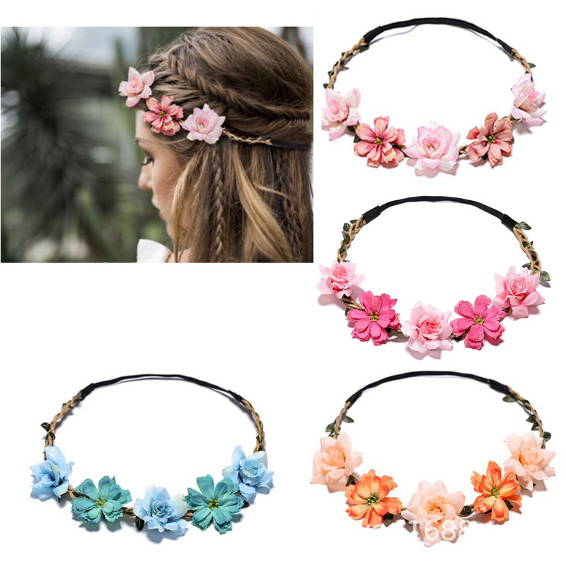 Coroană hawaiană în culori strălucitoare Sărbători Mireasă Domnișoară de onoare Ghirlanda Simulare Reglabilă cu flori uscate Bentita pentru păr Bentita de păr