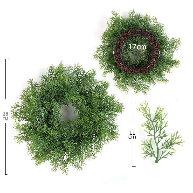 Coronițe artificiale Ghirlande Coroană falsă de iarbă verde Ornamente de exterior Coroana de ușă pentru decorarea peretelui de fereastră de nuntă pentru ușa din față