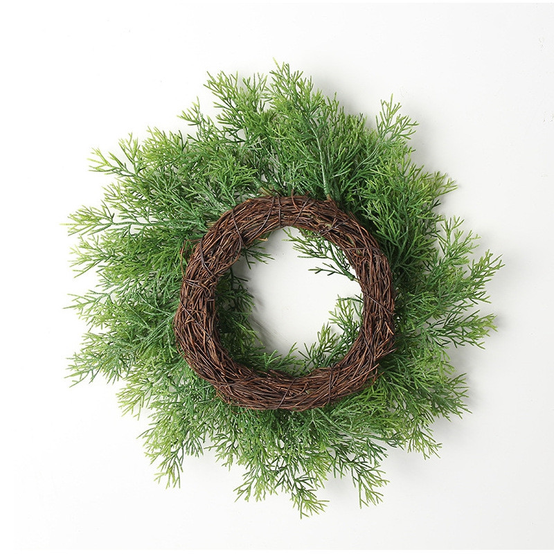 Coronițe artificiale Ghirlande Coroană falsă de iarbă verde Ornamente de exterior Coroana de ușă pentru decorarea peretelui de fereastră de nuntă pentru ușa din față