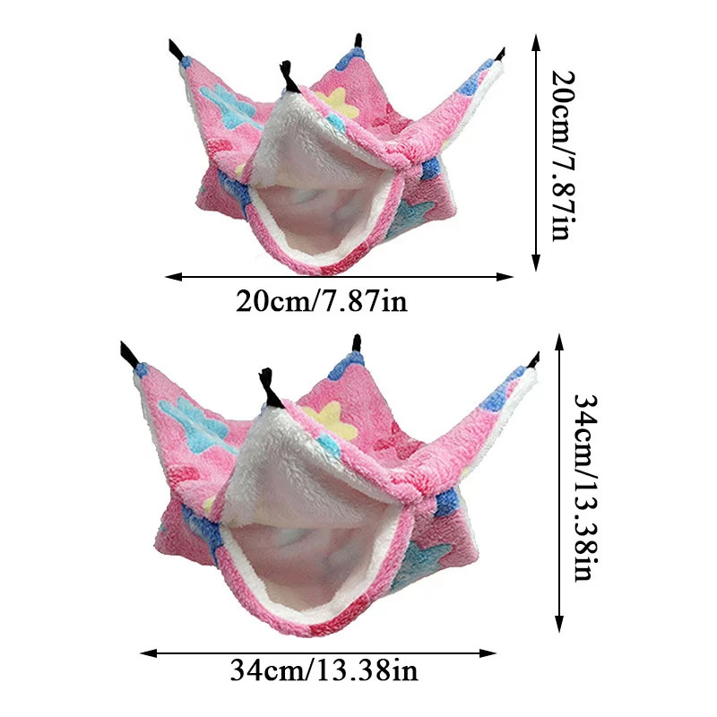 Hamac pentru șobolani, dublu gros, pat cald de pluș, pentru hamsteri, cuib, sac de dormit, paturi de copac suspendate, cușcă de hamster de cobai