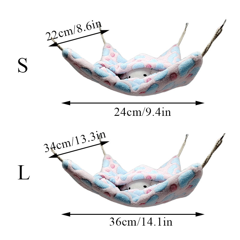 Hamac cald pentru hamster toamnă iarnă de pluș șobolan paturi agățate casă cu imprimeu cu stele colorate hamac pentru animale mici cuib accesorii pentru animale de companie