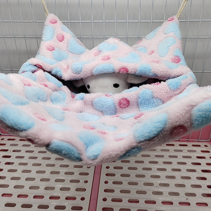 Hamac cald pentru hamster toamnă iarnă de pluș șobolan paturi agățate casă cu imprimeu cu stele colorate hamac pentru animale mici cuib accesorii pentru animale de companie