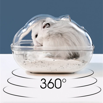 Hovedo Hamster Μπάνιο Διάφανο χάμστερ ποντίκι Τουαλέτα για κατοικίδια Κλουβί Κουτί μπάνιου Άμμος Δωμάτιο Παιχνίδι Σπίτι Μικρό Αξεσουάρ για κατοικίδια