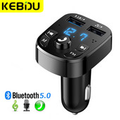 Bluetooth 5.0 autós töltő kettős USB autós készlet FM adó Audio MP3 lejátszó autorádió kihangosító 3.1A 12-24V iPhone Samsunghoz