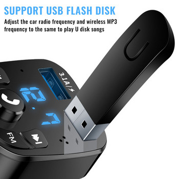 Bluetooth 5.0 Φορτιστής αυτοκινήτου Διπλό USB Car Kit Πομπός FM Audio MP3 Player autoradio Handsfree 3.1A 12-24V Για iPhone Samsung