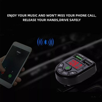 Bt 5.0 Bluetooth Car Kit Hands-free FM трансмитер 3.1A Двойно USB зарядно за кола Мобилен телефон Бързо зареждане MP3 плейър Car U Disk/TF