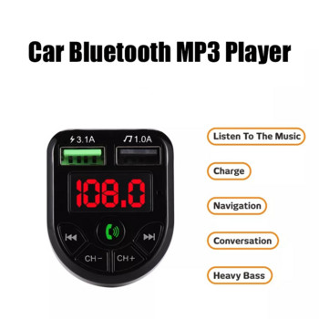 Bt 5.0 Bluetooth Car Kit Πομπός FM 3.1A Διπλός φορτιστής αυτοκινήτου USB 3.1A Γρήγορη φόρτιση Συσκευή αναπαραγωγής MP3 Car U Disk/TF