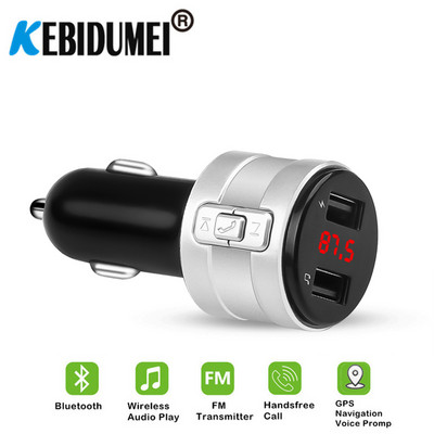 FM трансмитер Автомобилен безжичен Bluetooth FM радио модулатор комплект за кола 2.1A USB зарядно за кола хендсфри Aux аудио MP3 плейър