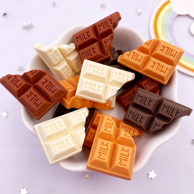 10 ΤΕΜ Resin Kawaii Simulation Milk Chocolate Flatback Cabochon Candy Figurine Διακοσμητικό σπίτι DIY λευκώματα αξεσουάρ φιόγκων χειροτεχνίας OM4