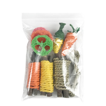 Пакет играчки за дъвчене за малки животни Заек Зайче Хамстер Гвинея Чинчили Почистване на зъби Моларни шлифоващи играчки Аксесоари за домашни любимци