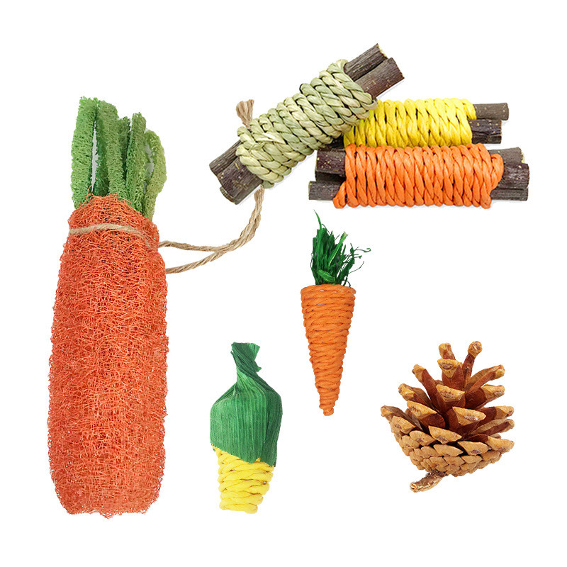 Pachet de jucării de mestecat pentru animale mici, pentru iepure, iepuraș, hamster, chinchilla, curățarea dinților, jucării de măcinat molari, accesorii pentru animale de companie