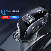 Bluetooth 5.0 Aux kihangosító vezeték nélküli automatikus készlet Dupla USB automatikus töltő Auto rádió Fm modulátor autó FM adó MP3 lejátszó