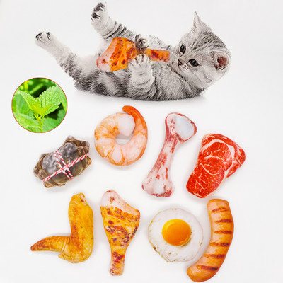 Crazy Catnip Toys For Cats Kitten Bite Resistant Симулирана котешка играчка Meat Seafood Ice Cream Series Pet Product