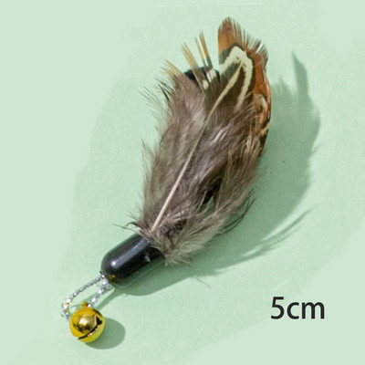 Simulation Feather Cat Toys Replacement Head Wire Wands Teaser Wand with Bell Kitten Interactive Play Catching Training Supplies