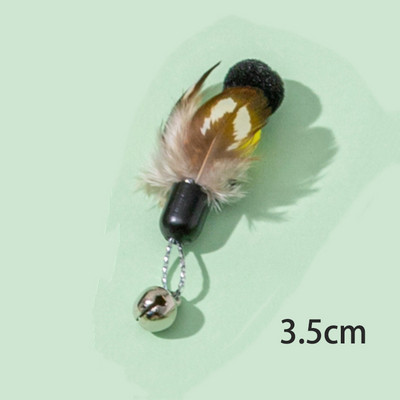 Simulation Feather Cat Toys Replacement Head Wire Wands Teaser Wand with Bell Kitten Interactive Play Catching Training Supplies