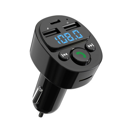 Πομπός FM Bluetooth 5.0 Προσαρμογέας αυτοκινήτου Γρήγορος φορτιστής αυτοκινήτου Μουσική Αναπαραγωγή ήχου Hands-free Κλήση Διπλή Θύρα USB Type-C 7 Χρώματα LED