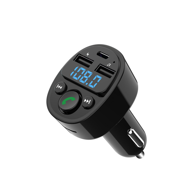 Transmițător FM Bluetooth 5.0 Adaptor pentru mașină Încărcător rapid pentru mașină Player audio muzică Apeluri hands-free Port USB tip C dublu LED 7 culori