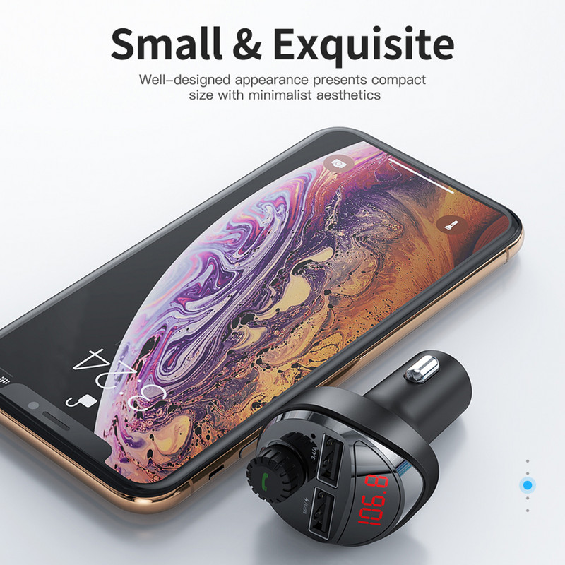 Transmițător FM 4.2 compatibil cu Bluetooth pentru mașină Adaptor radio FM Player MP3 Încărcător USB 3.4A Încărcător rapid USB dublu Accesorii auto