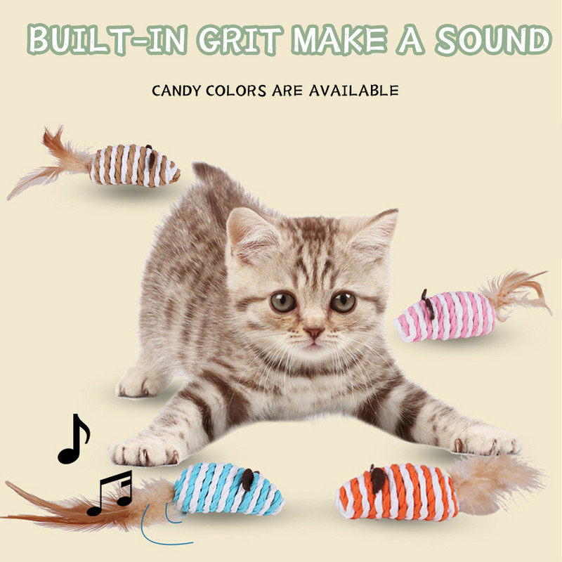 Jucării pentru animale de companie pentru pisici Accesorii pentru animale de companie Jucărie Coarda de hârtie Pene Sunet amuzant Culoare Mouse Jucărie interactivă cu sunet realist pentru animale de companie