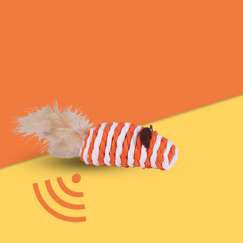 Jucării pentru animale de companie pentru pisici Accesorii pentru animale de companie Jucărie Coarda de hârtie Pene Sunet amuzant Culoare Mouse Jucărie interactivă cu sunet realist pentru animale de companie