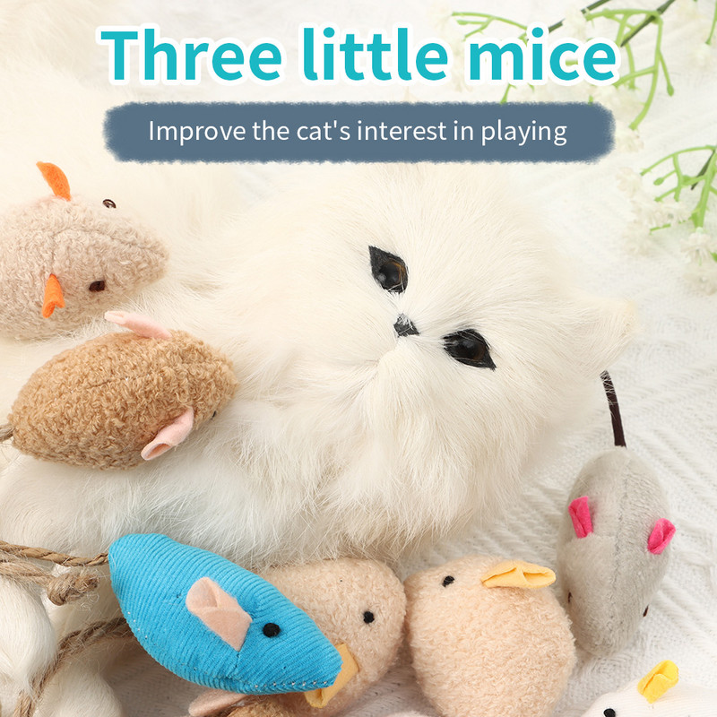 3 bucăți/lot pisici amuzante colorate jucărie interactivă de pluș șoarece fals jucărie pentru pisici de companie pisoi care se joacă accesorii pentru antrenament pentru animale de companie instrument interactiv