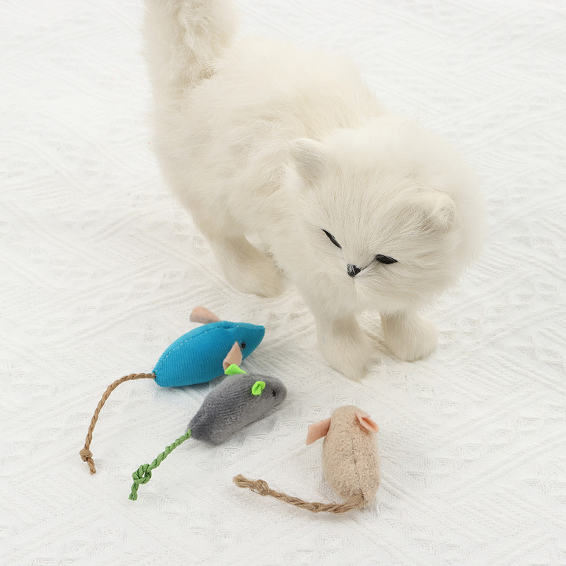 3 bucăți/lot pisici amuzante colorate jucărie interactivă de pluș șoarece fals jucărie pentru pisici de companie pisoi care se joacă accesorii pentru antrenament pentru animale de companie instrument interactiv