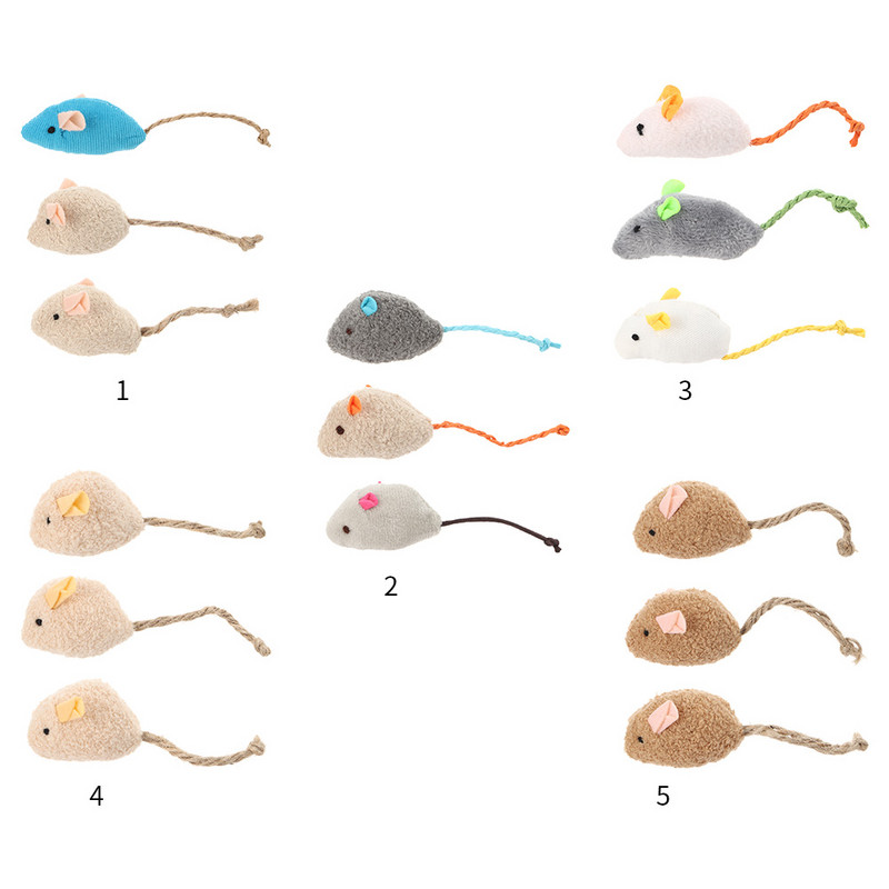 3 bucăți/lot pisici amuzante colorate jucărie interactivă de pluș șoarece fals jucărie pentru pisici de companie pisoi care se joacă accesorii pentru antrenament pentru animale de companie instrument interactiv