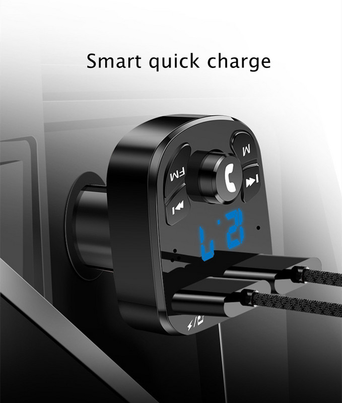 Transmițător FM pentru mașină 5.0 Receptor audio wireless Mâini libere Player MP3 automat Încărcător rapid USB Accesorii auto compatibile cu Bluetooth