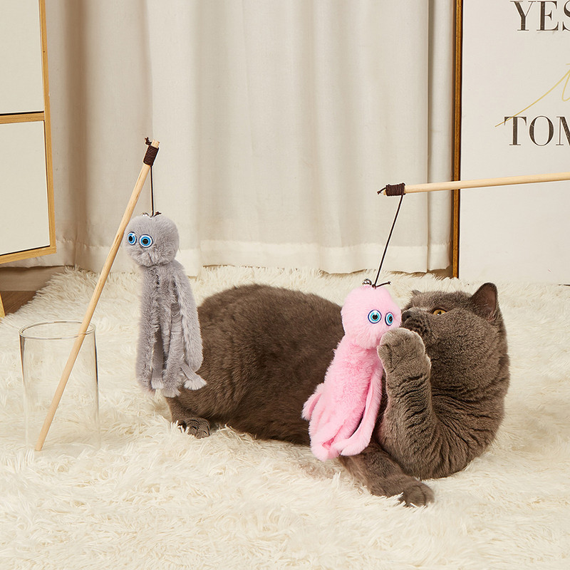Băț de pisică Jucărie Puzzle Stâlp din lemn Caracatiță de pluș Pisicuță amuzantă Cap de înlocuire Agățat Simulare Jucărie pentru pisici Mușcă mestecat Jucărie pentru animale de companie